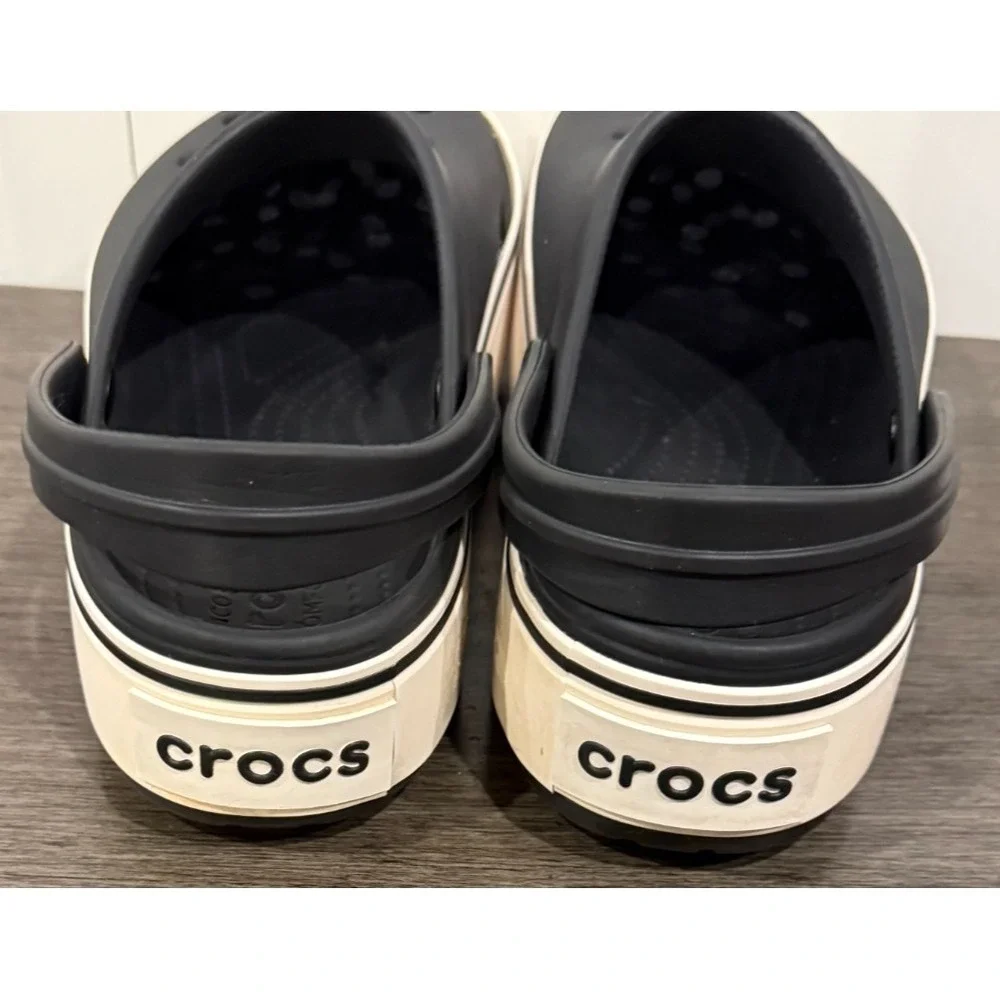 Mens Crocs Crocband II Clogs Sandals Black White Mens 5 Women's 7 - 11989-060